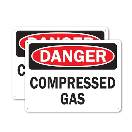 Signmission Compressed Gas Danger Sign, Aluminum, 10in W x 7in L, 2PK OS-2PACK-DS-A-710-L-19280